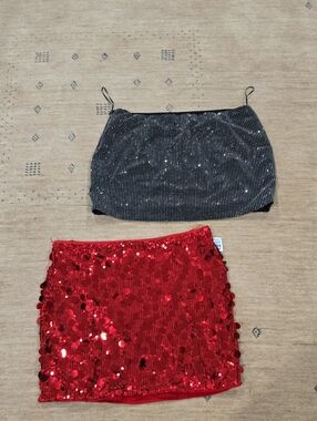 Haute Monde Black Sequin  2 Mini Skirts $15 For Both